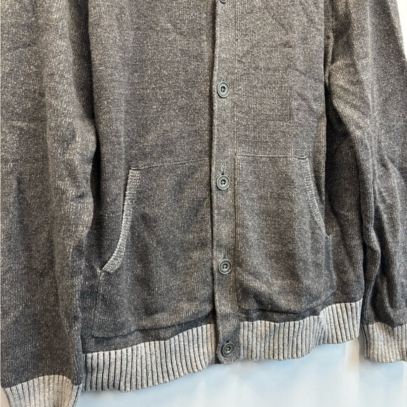 Banana Republic large sweater cardigan Gray Ribbed mock neck button front - Picture 6 of 13